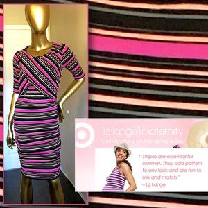 LIZ LANGE) MATERNITY 3/4 Sleeve Stretch Dress